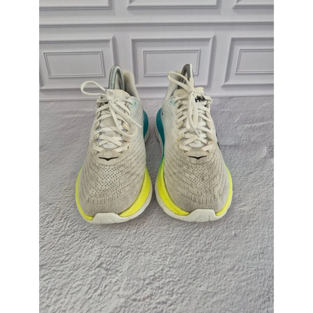 Hoka Mach 5 Womens Running Shoes Size 6.5 B White Blue Yellow Profly+ Sneakers